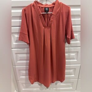 Bobeau Terracotta Pleated Mini Dress